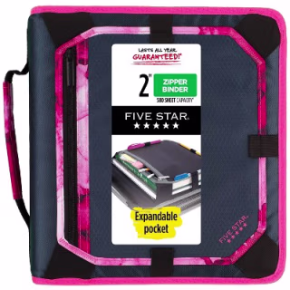 Five Star 2" Sewn Zipper Binder