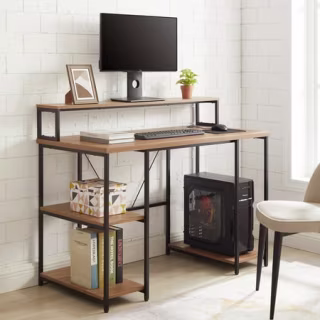 47" Computer Desk with Storage Shelves