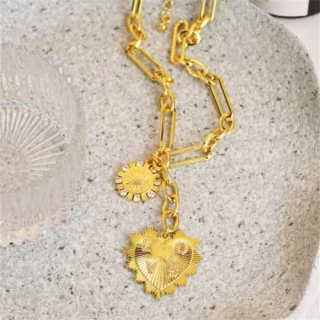Sun Heart Pendant Necklace 