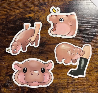 Moo-Baby Hippo Vinyl Sticker