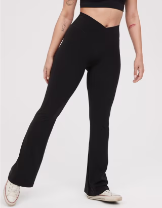 High Waisted Crossover Flare Legging