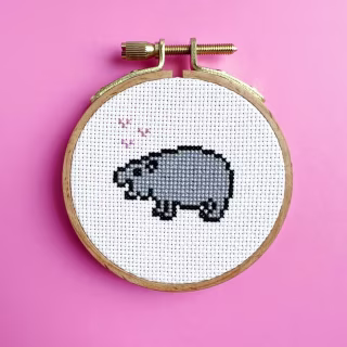 Tiny Hippo Cross-Stitch Pattern