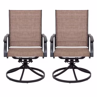Nuu Garden 2-Piece Swivel Steel Sling Outdoor Patio Dining Chair