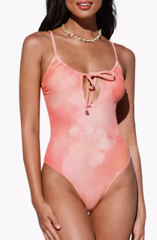 Holiday Sunrise Ruched Tied One-Piece Swimsuit