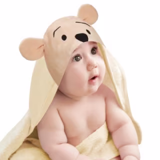 Winnie the Pooh Tan Cotton Hooded Baby Bath Towel