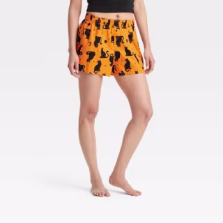 Cat Print Halloween Pajama Shorts 