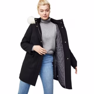 Plus Size Side-Snap Wool Parka