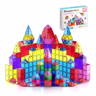 PicassoTiles 100 Piece Magnetic Playboards Tiles Set Magnet Toys