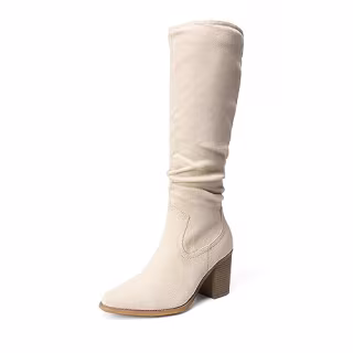 Wide Calf Suede Slouch Boots