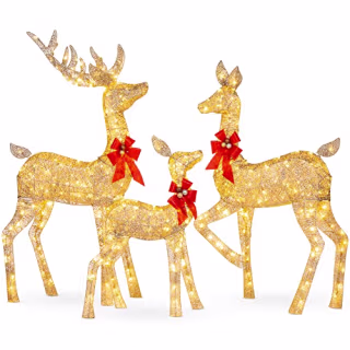 3-Piece Large Lighted Christmas Deer Family Set