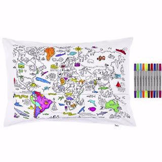 World Map Coloring Pillowcase