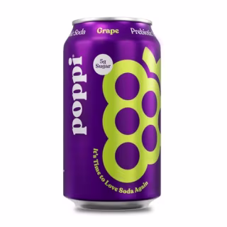 Poppi Sparkling Prebiotic Soda Grape (12 Pack)