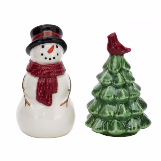 Yuletide Snowman & Tree Salt & Pepper Shaker Set