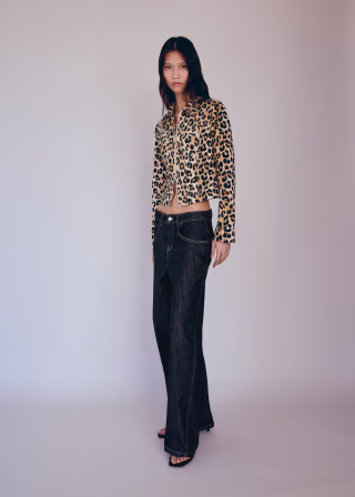 Leopard-Print Jacket with Double Zipper