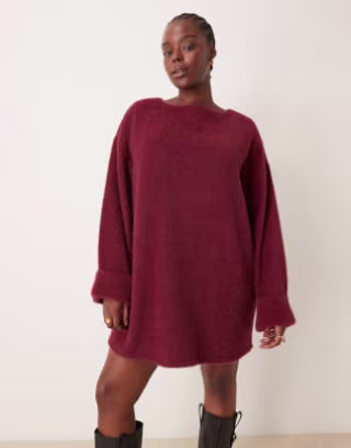 ASOS DESIGN Curve supersoft fluffy slouchy sweater mini dress