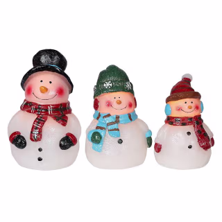 LED Snowman Flameless Candles (Set of 3)