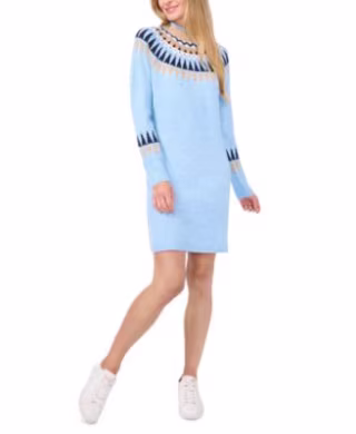 Women's Fair Isle Long-Sleeve Sweater Dress