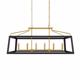 Parley 6-Light Matte Black and Gold Linear Chandelier