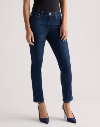 Stretch Mid Rise Slim Straight Jeans