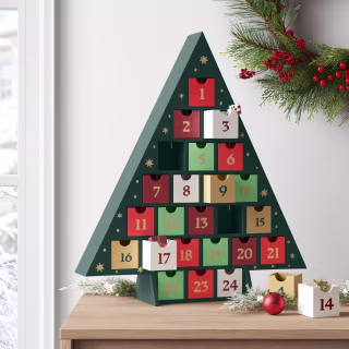Wooden Christmas Tree Tabletop Advent Calendar