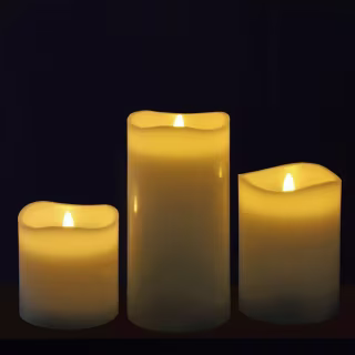 LED Candles with White Wax (Set of 3)