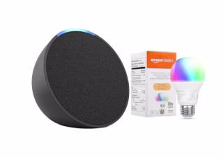 Echo Pop with Amazon Basics Smart Color Bulb