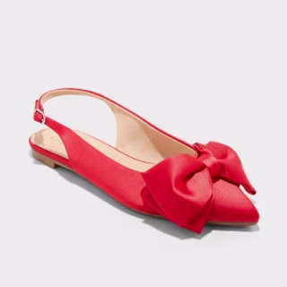 Shelby Bow Slingback Ballet Flats with Memory Foam Insole
