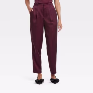 Super-High Rise Tapered Ankle Tailored Satin Trousers