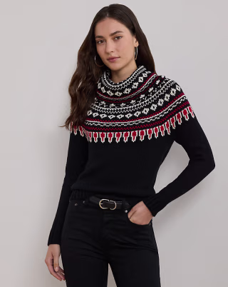 Fair Isle Cotton Turtleneck Sweater