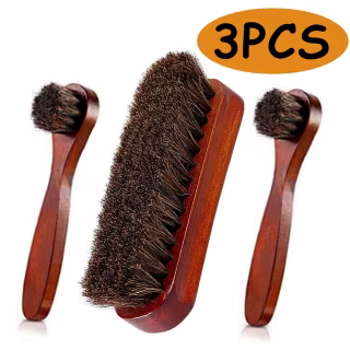 MetMetalrt Horsehair Shoes Polish Brushes Shoe Shine Kit