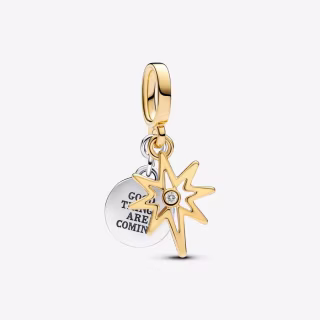 Silver bracelet with diamond star charm