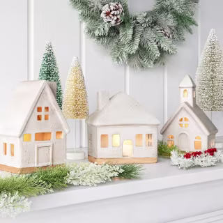 Battery Operated Ceramic Christmas Figurine Set (3 Piece)