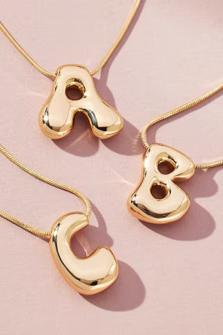 Anthropologie Bubble Letter Monogram Necklace