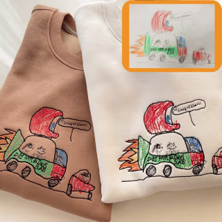 Embroidered Custom Kid's Photo Drawing Sweatshirt