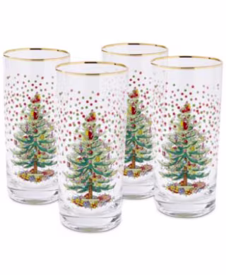 Christmas Tree Polka Dot Highball Glasses