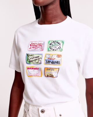 Abercrombie Short-Sleeve Sardines Graphic Relaxed Tee