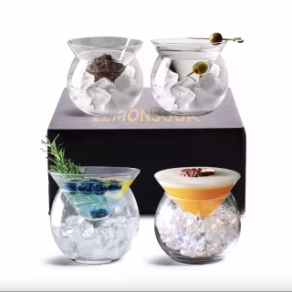 Luxury Stemless Martini Glasses with Chiller (Set of 4)