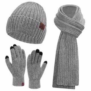 Winter Knit Hat, Gloves, Scarf