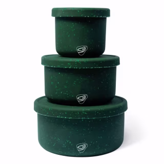 Reheat and freeze: Silipint Silicone Speckled Collection Lidded Bowl Set