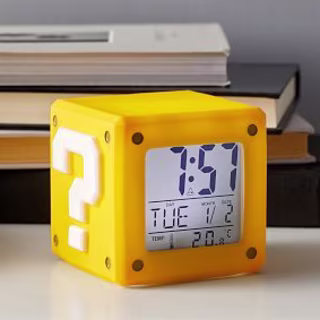 Super Mario Question Mark Block Light-Up Alarm Clock