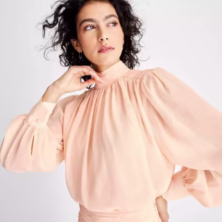 Long Sleeve Crinkle Blouse 