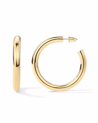 14K Yellow Gold Plated Chunky Open Hoops