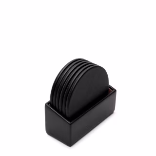 Classic Round Coasters and Holder (Set of 6)