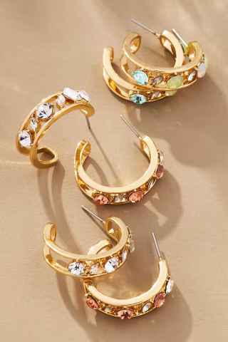 Crystal Cluster Hoop Earrings