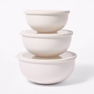 Figmint Plastic Mixing Bowl Set with Lids (Set of 3)