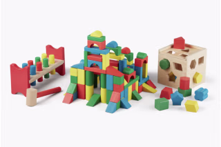 a photo of colorful blocks on a white background