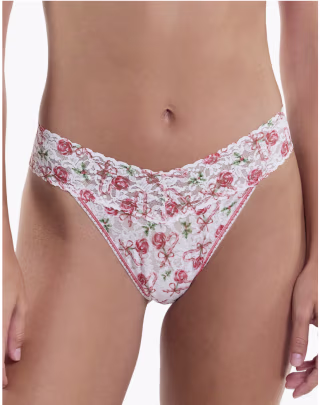 a woman in floral underwear