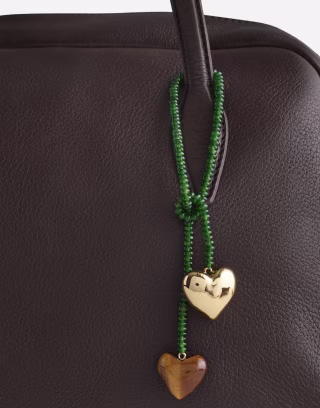 Double Heart Beaded Bag Charm