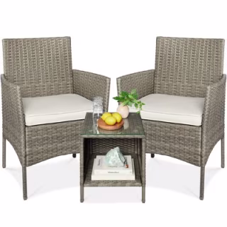 Best Choice Products 3-Piece Outdoor Wicker Conversation Patio Bistro Set