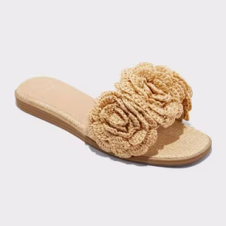 A New Day Women's Coco Raffia Flower Slide Sandals